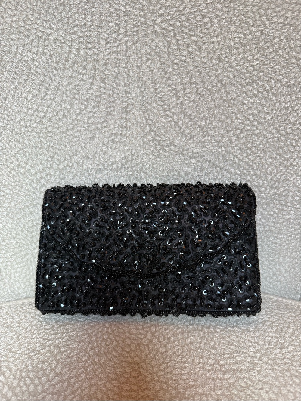 Black Beaded Evening Clutch - Women's Formal Bag
